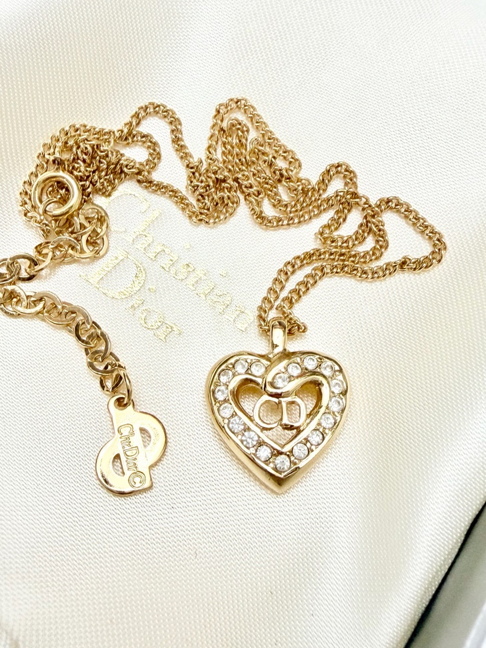 Dior Vintage CD Logo Gold Heart Necklace